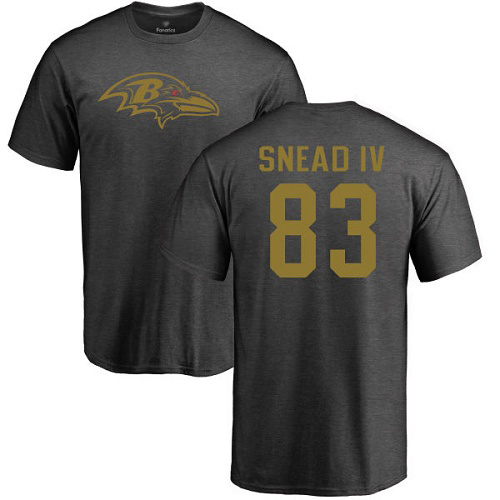 Men Baltimore Ravens Ash Willie Snead IV One Color NFL Football 83 T Shirt